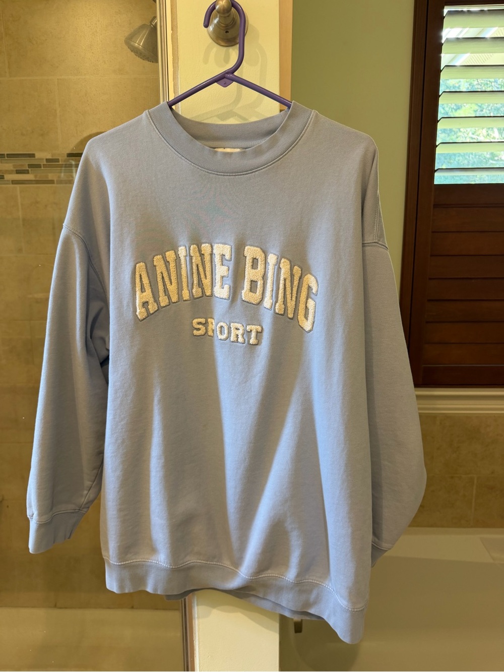 ANINE BING Sport Crewneck Sweater - Light Blue Size L